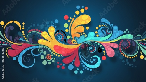 Vibrant abstract art with dynamic and swirling forms in a highly creative and visually appealing setting to showcase unique artistic or thematic elements.