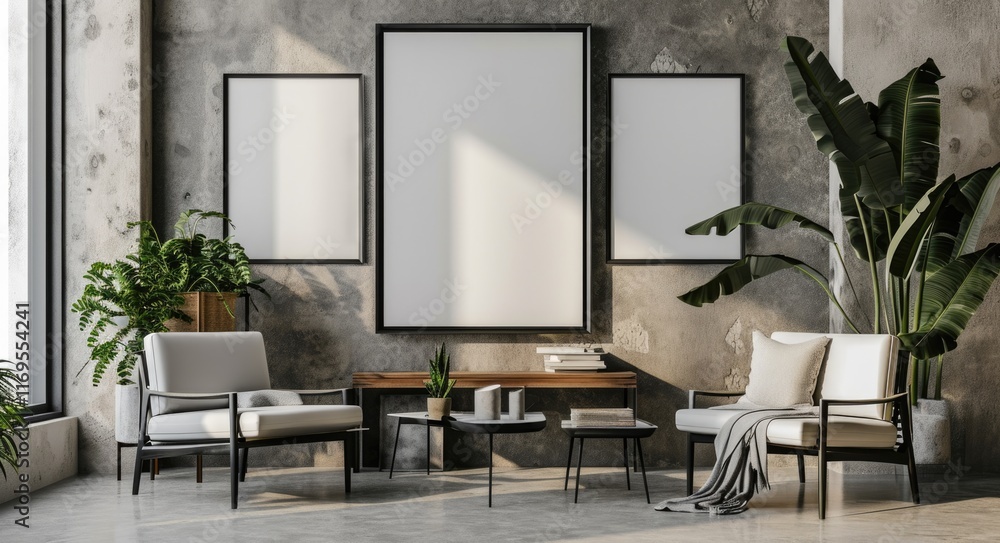 Minimalist Interior Design: Horizontal Frame Mockup for Wall Art Minimalist Interior Design: Horizontal Frame Mockup for Wall Art