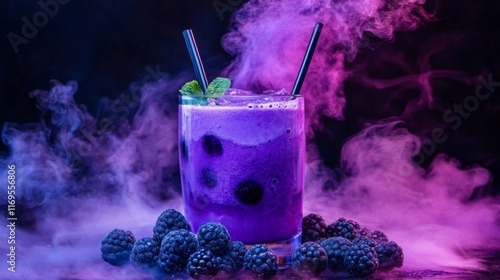 Artistic High Contrast Purple Drink on Isolated Background photo