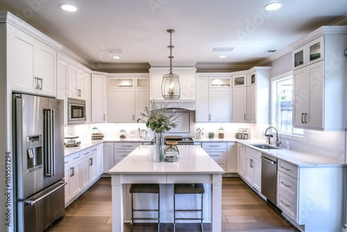 Modern Comfort: A Contemporary Kitchen Design in White and Steel photo