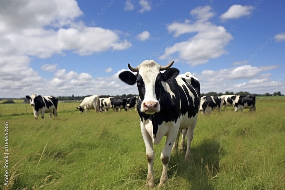 Meadow Grazing of Vache Normande Cattle in the Countryside of France Producing Milk for Milkmaids Meadow Grazing of Vache Normande Cattle in the Countryside of France Producing Milk for Milkmaids