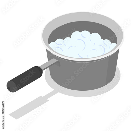 3D Isometric Flat Vector Set of Tableware, Cooking Kitchen Pots. Item 5