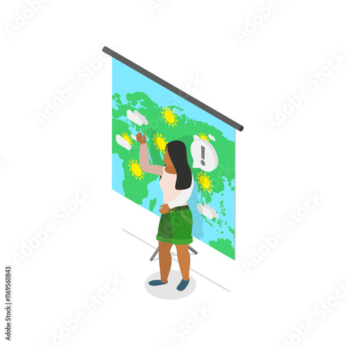 3D Isometric Flat Vector Illustration of Mass Media, TV Breaking News. Item 2