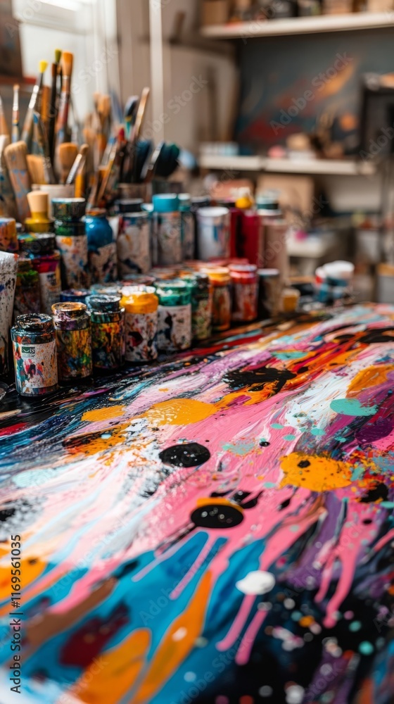 Colorful abstract art on table. Colorful abstract art on table.