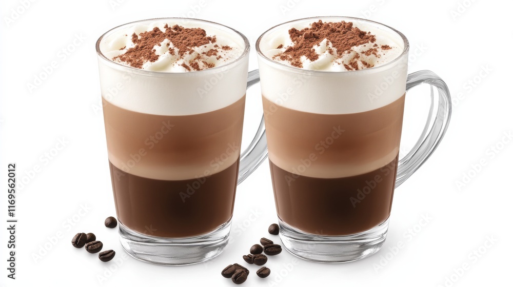 Elegant Coffee Drinks with Artistic Foam and Textures Elegant Coffee Drinks with Artistic Foam and Textures