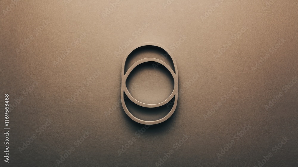 Minimalist abstract design with interlocking geometric shapes on a warm background