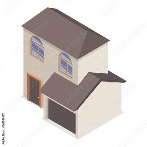 3D Isometric Flat Vector Set of Village Buildings, Various Small and Big Houses. Item 1