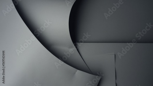 Obraz na płótnie Folded grey paper with abstract curves and shadows w salonie