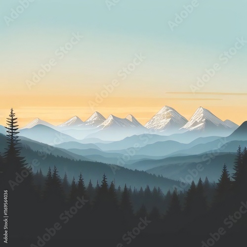 Mounta And forest Landscape illustration 