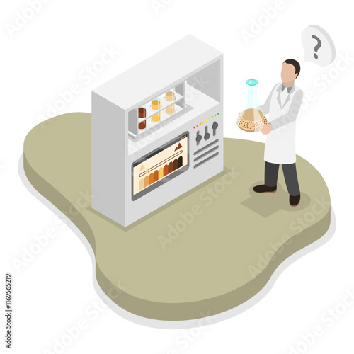 3D Isometric Flat Vector Illustration of Soil Analysis , Controlling Earth Pollution. Item 3