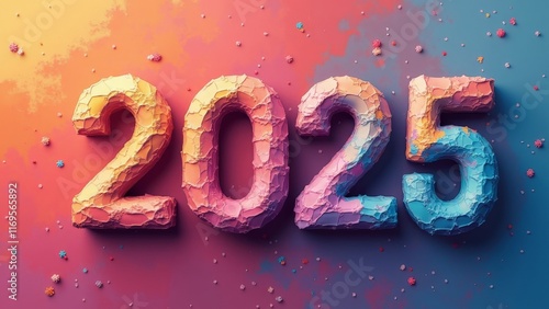 Obraz na płótnie Colorful 3D number '2025' in a vibrant artistic design w salonie