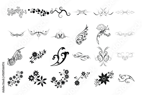 Set of florid silhouette vector illustration