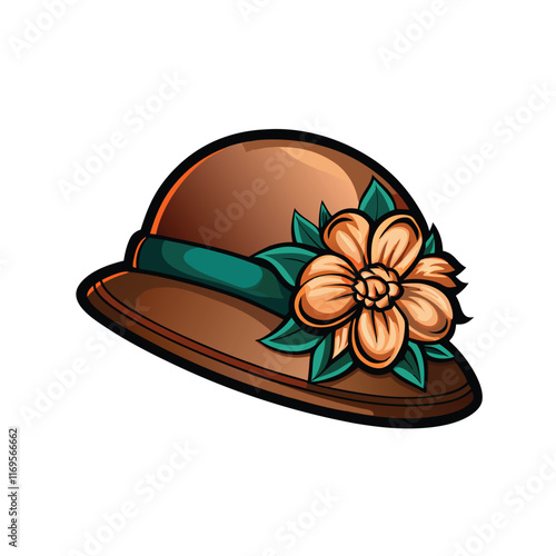 A retro cloche hat in soft felt with an asymmetrical flower embellishment.