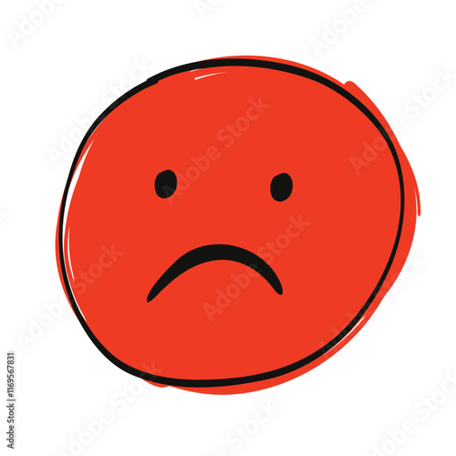 Simple Red Sad Face Illustration