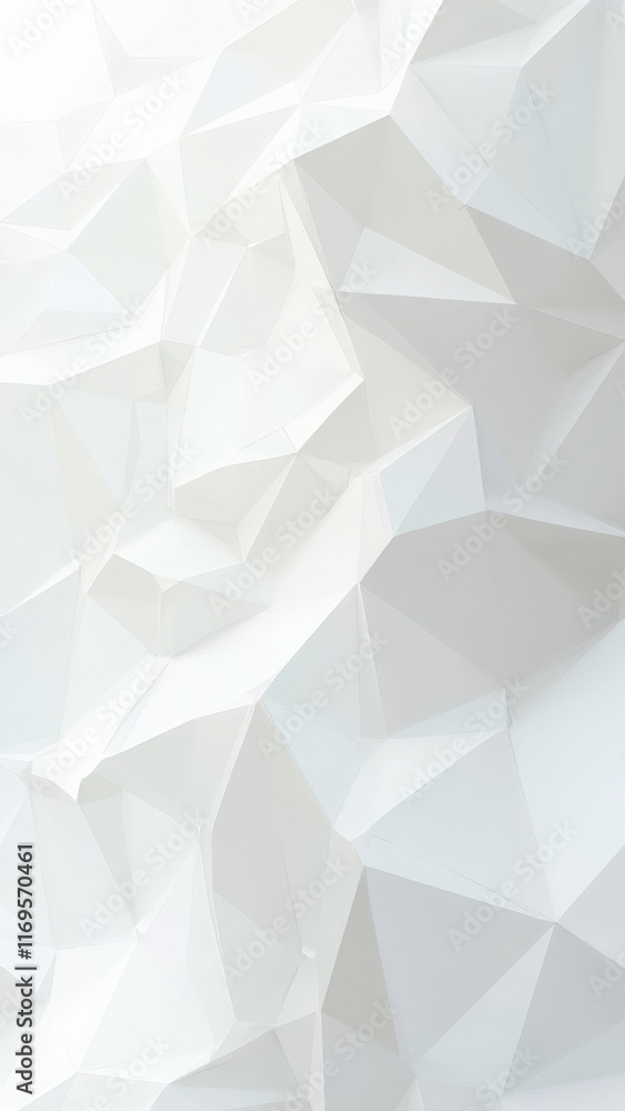 White geometric low poly background with abstract folded surface
