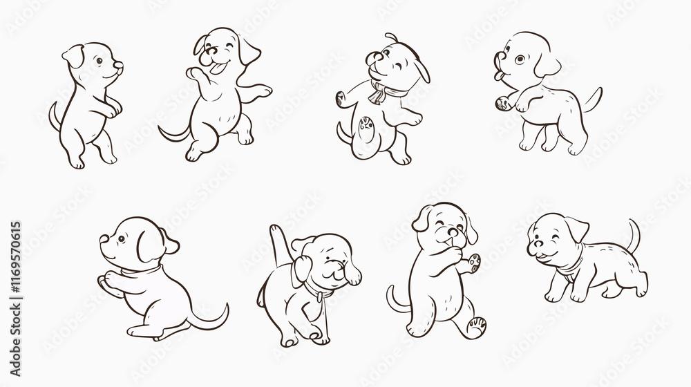 Lined Hand Drawn Funny Dog Pet Illustration Lined Hand Drawn Funny Dog Pet Illustration