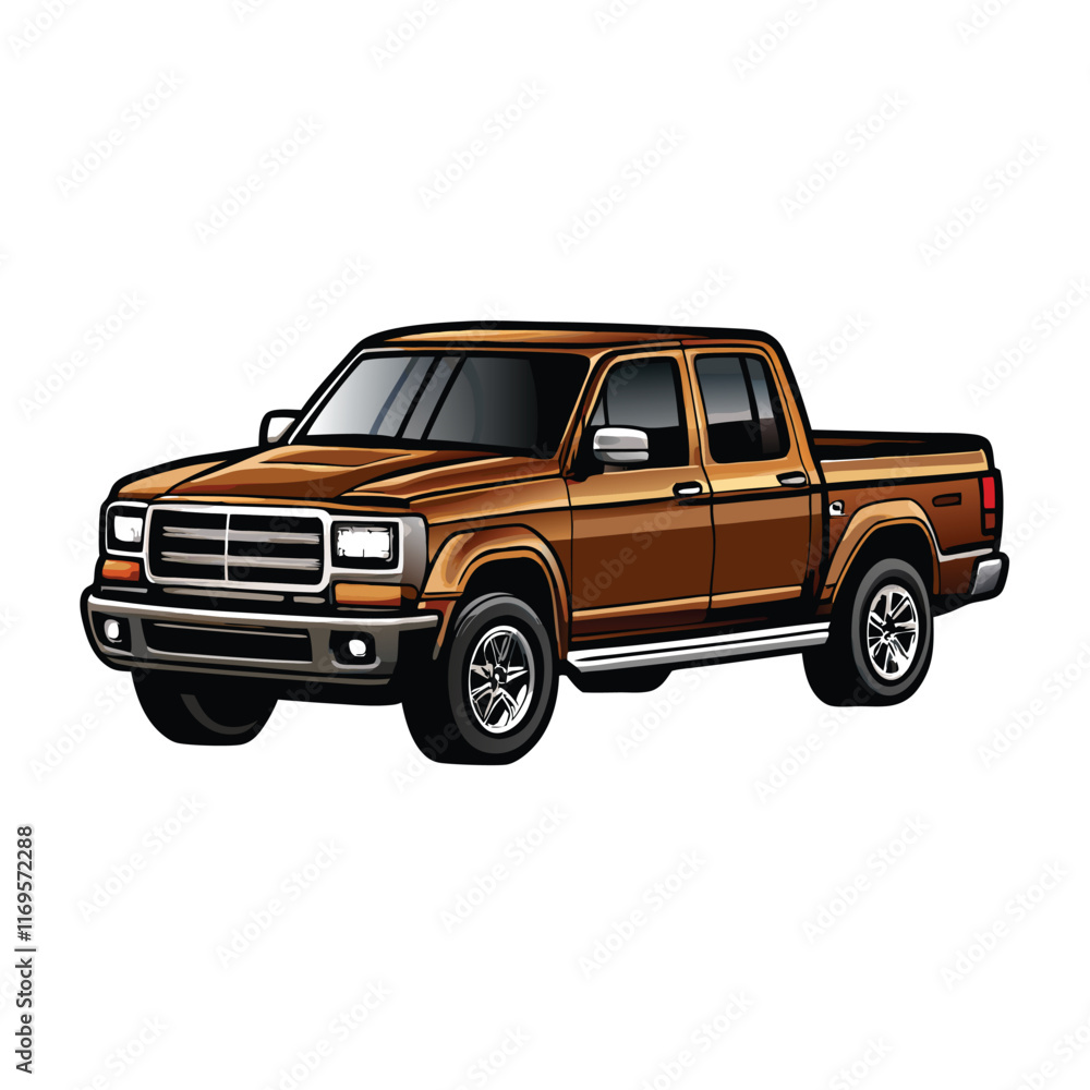 Vector illustration of a modern luxury pickup truck in brown. Vector illustration of a modern luxury pickup truck in brown.