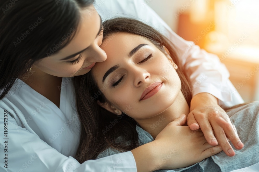 female patient lying on the bed in hospital, Generative AI female patient lying on the bed in hospital, Generative AI