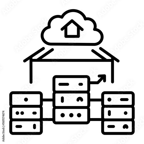 Data warehouse icon in linear style 