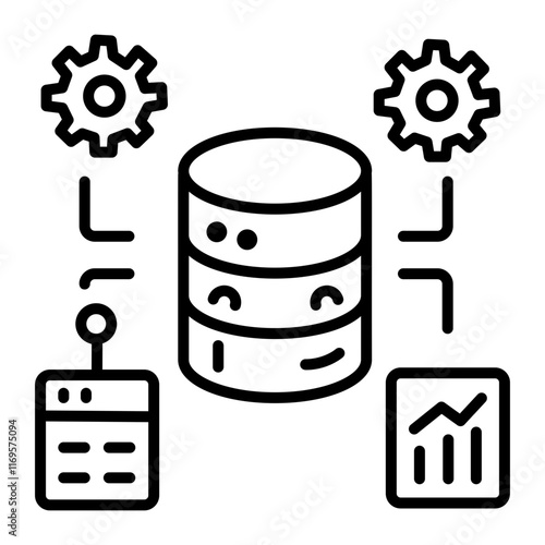 Object database icon in linear style 