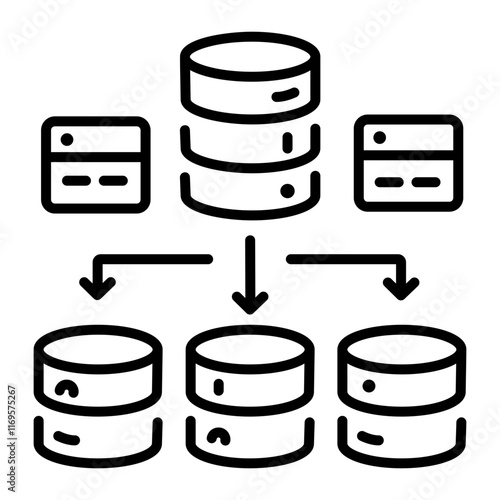 Shared db icon in linear style 