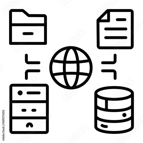 Global data icon in linear style 