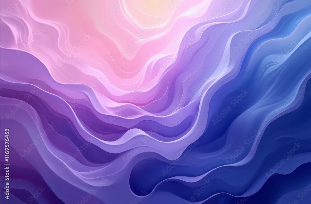 Abstract waves in pink and blue gradient fluid design