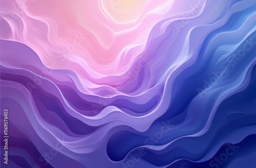 Abstract waves in pink and blue gradient fluid design