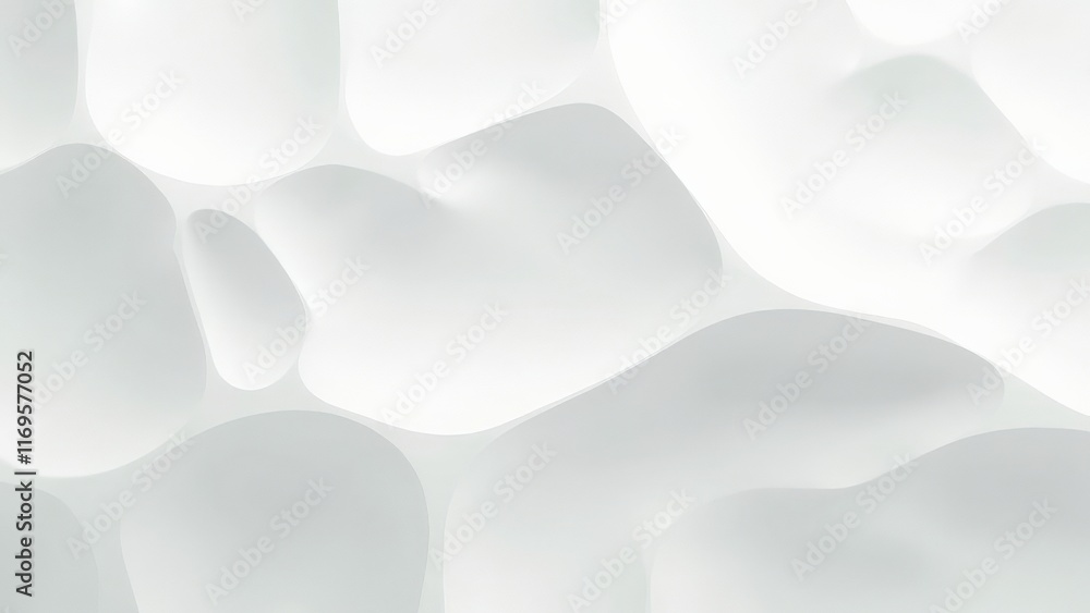 Minimal abstract white fluid shapes with soft lighting and organic form