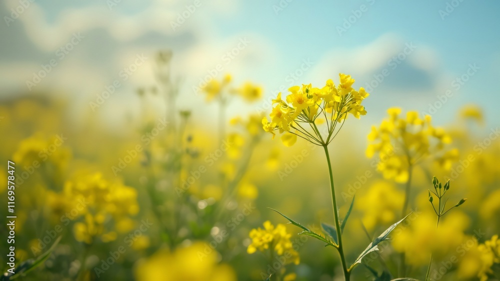 Vibrant Yellow Flowers Field Meadow Blooming Spring Vibrant Yellow Flowers Field Meadow Blooming Spring