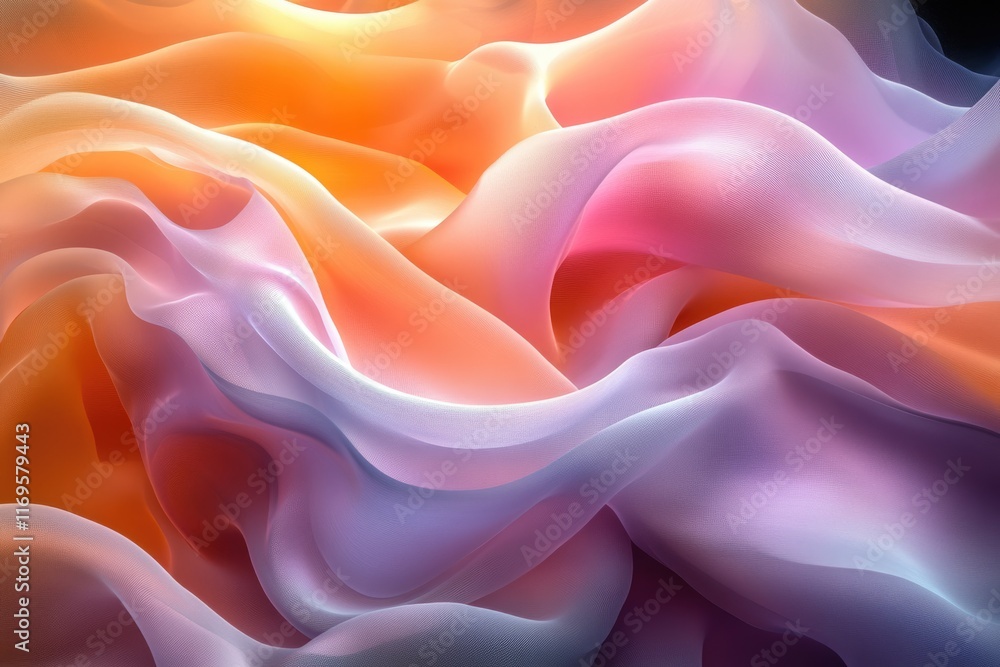 Fototapeta premium Abstract image of flowing pastel fabric, showcasing soft, swirling colors and textures.