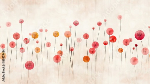   A painting featuring vibrant red, orange, and yellow blossoms set against a pure white backdrop, with a distinct white wall in the focal point