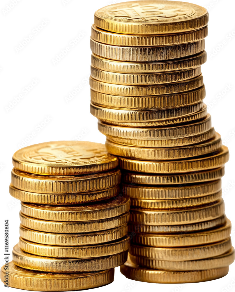 Piles money gold coins of gleaming with isolated against transparent background. Banking and financial concept, coin, money, gold, currency Piles money gold coins of gleaming with isolated against transparent background. Banking and financial concept, coin, money, gold, currency