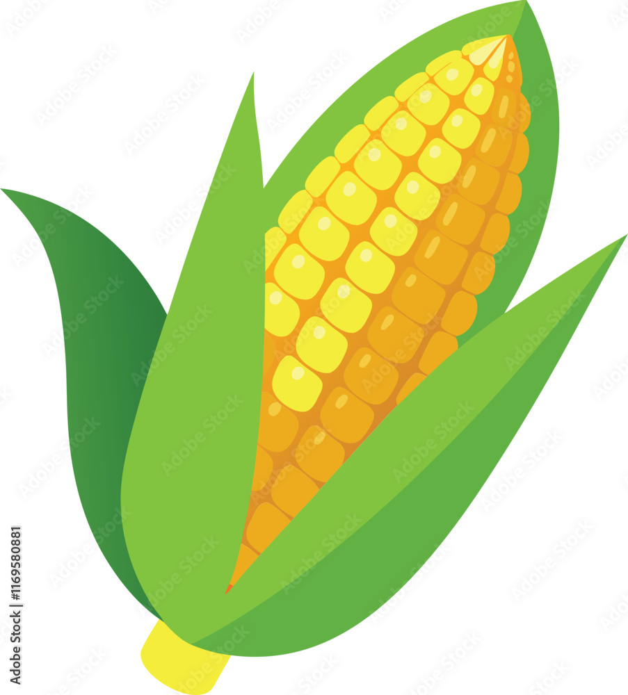 Obraz premium corn in cartoon style on a white background. Vector illustration.