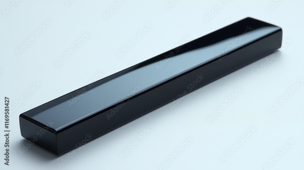 Sleek black rectangular object on white background. Sleek black rectangular object on white background.