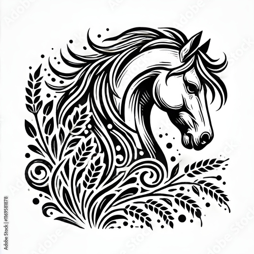 Wallpaper Mural mandala horse design tattoo Outline vector logo illustration t-shirt design, isolated on white background Torontodigital.ca
