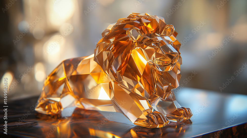 lion shiny brilliant shaped crystal isolated on 3 d awesome background lion shiny brilliant shaped crystal isolated on 3 d awesome background