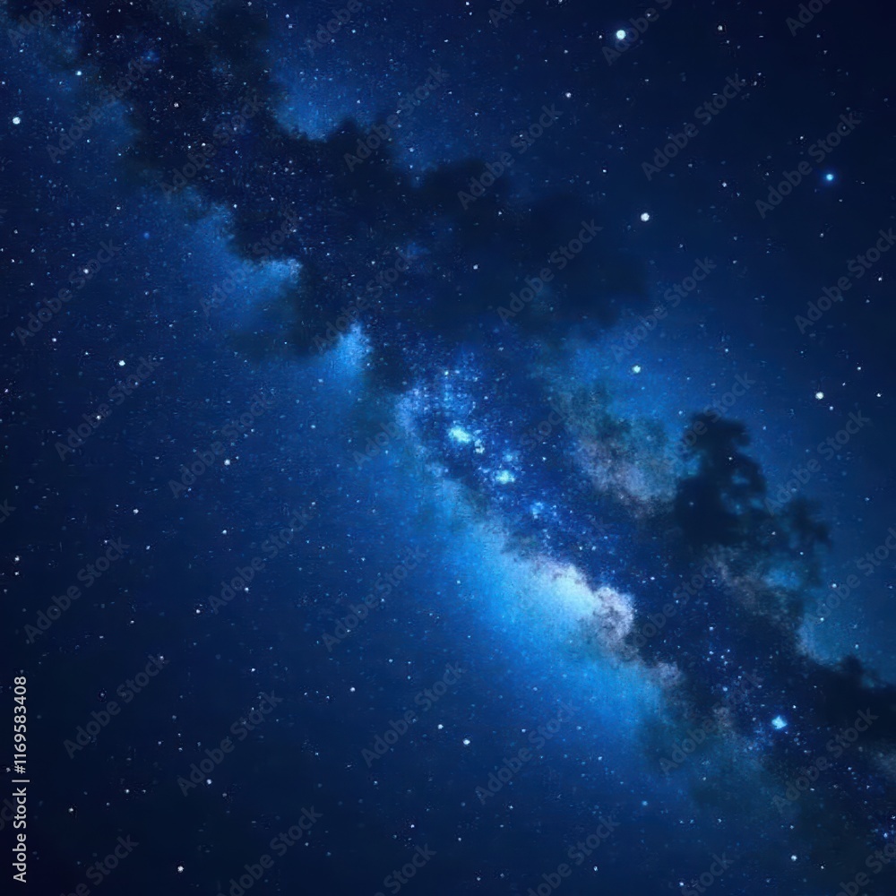 Fototapeta premium Deep blue night, countless stars sparkle brilliantly , vastness, sparkle, nebula