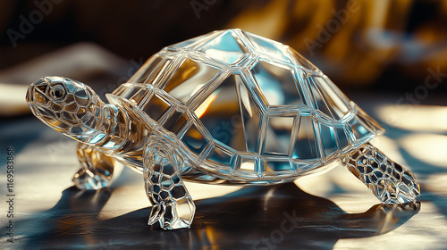 turtle shiny brilliant shaped crystal isolated on 3 d awesome background photo