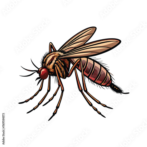 Detailed vector illustration of a mosquito highlighting its anatomical features.