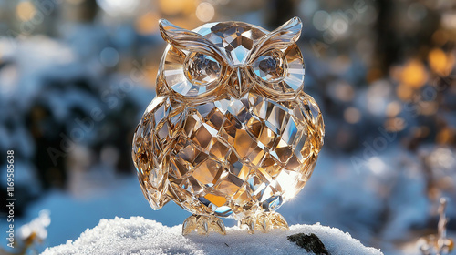 owl shiny brilliant shaped crystal isolated on 3 d awesome background photo