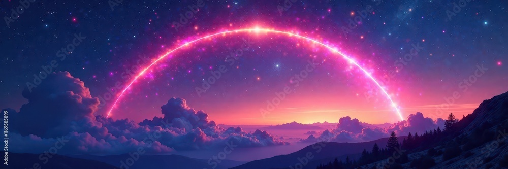 Vibrant celestial arc, spectral hues blaze across twilight, weather, colorful, astral Vibrant celestial arc, spectral hues blaze across twilight, weather, colorful, astral