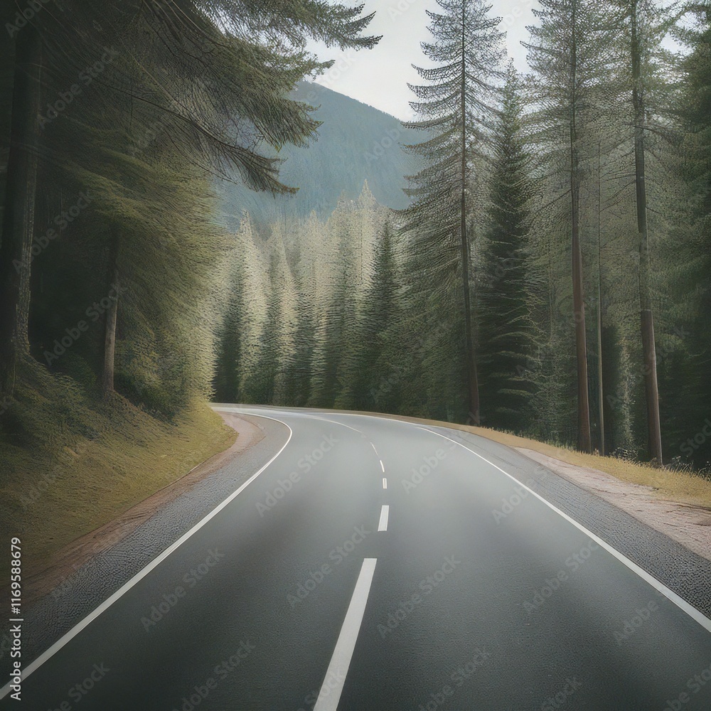 Fototapeta premium Road in middle of forest 