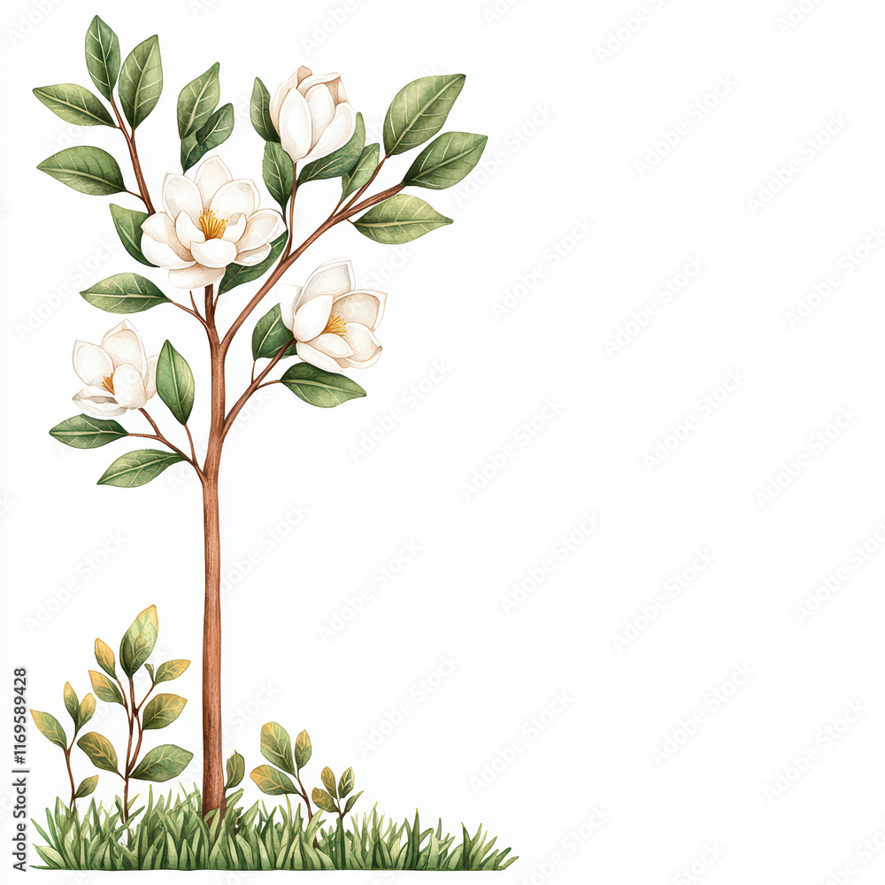 Obraz premium beautiful watercolor of magnolia tree