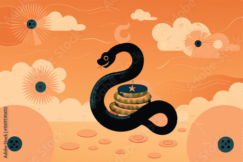 -illustration-of-a-snake-slithering-through-a-chin.eps