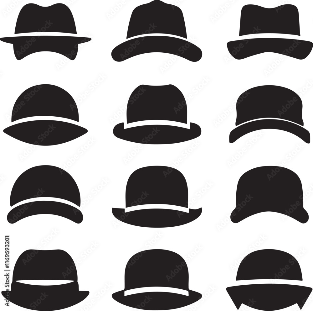 Silhouette collection of hats icon vector illustration set collection Silhouette collection of hats icon vector illustration set collection