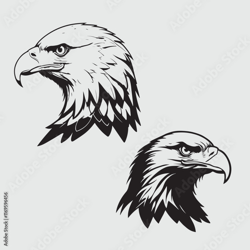 Eagle head bird silhouette vector style with white background Art & Illustration