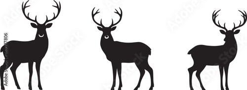 Silhouette deer icon, simple logo vector art illustration on white background