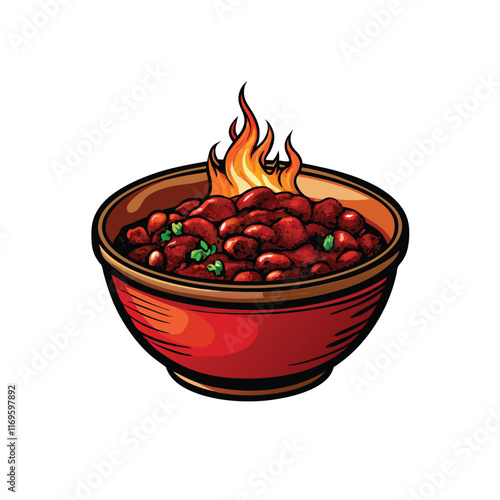 Generate a realistic vector illustration of a steaming bowl of Sichuan hot pot.