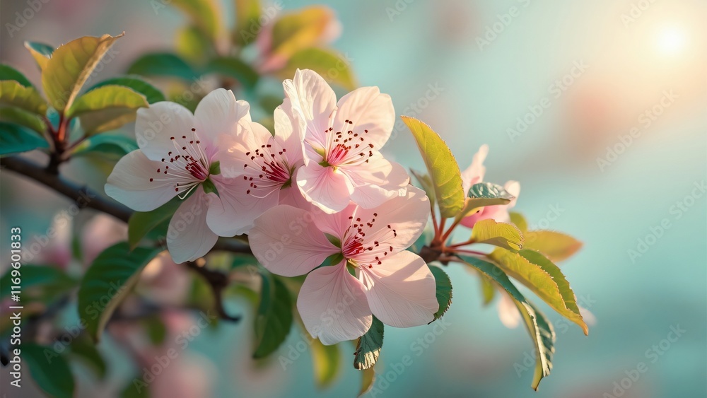 Obraz premium Beautiful Pink Flowers Blooming in Spring Sunlight